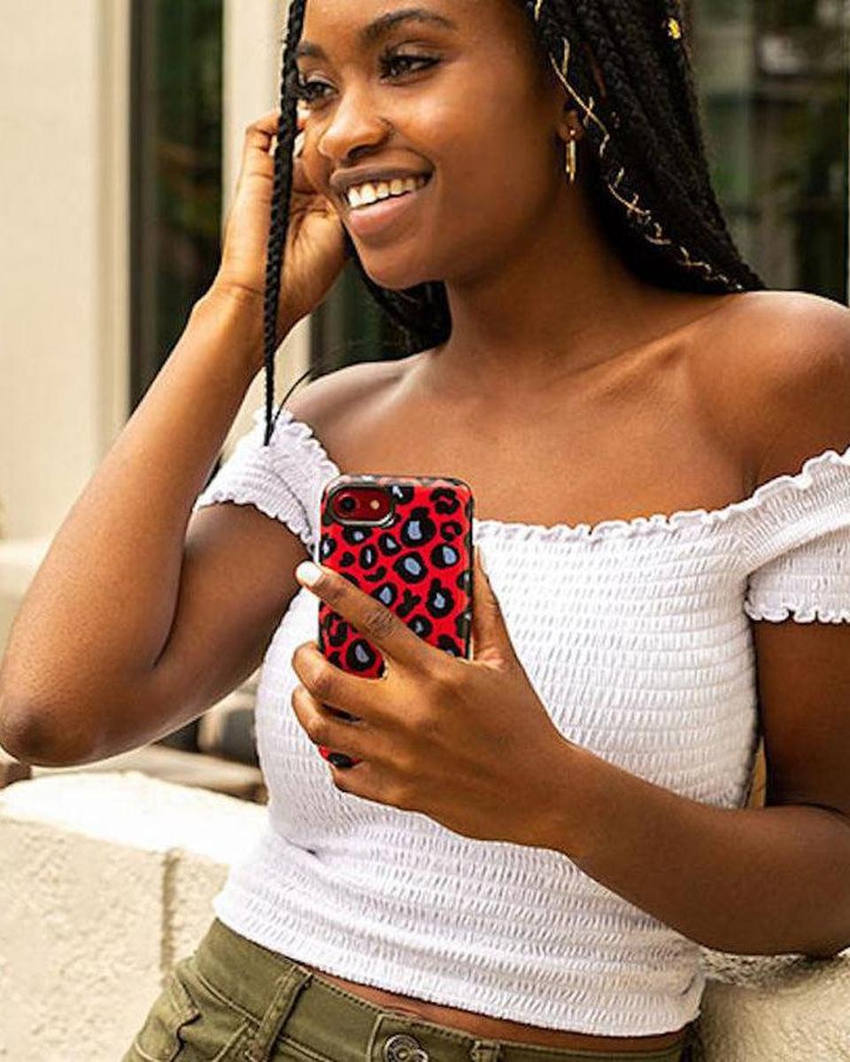 Into the Wild | Red & Blue Leopard Print Case iPhone Case get.casely