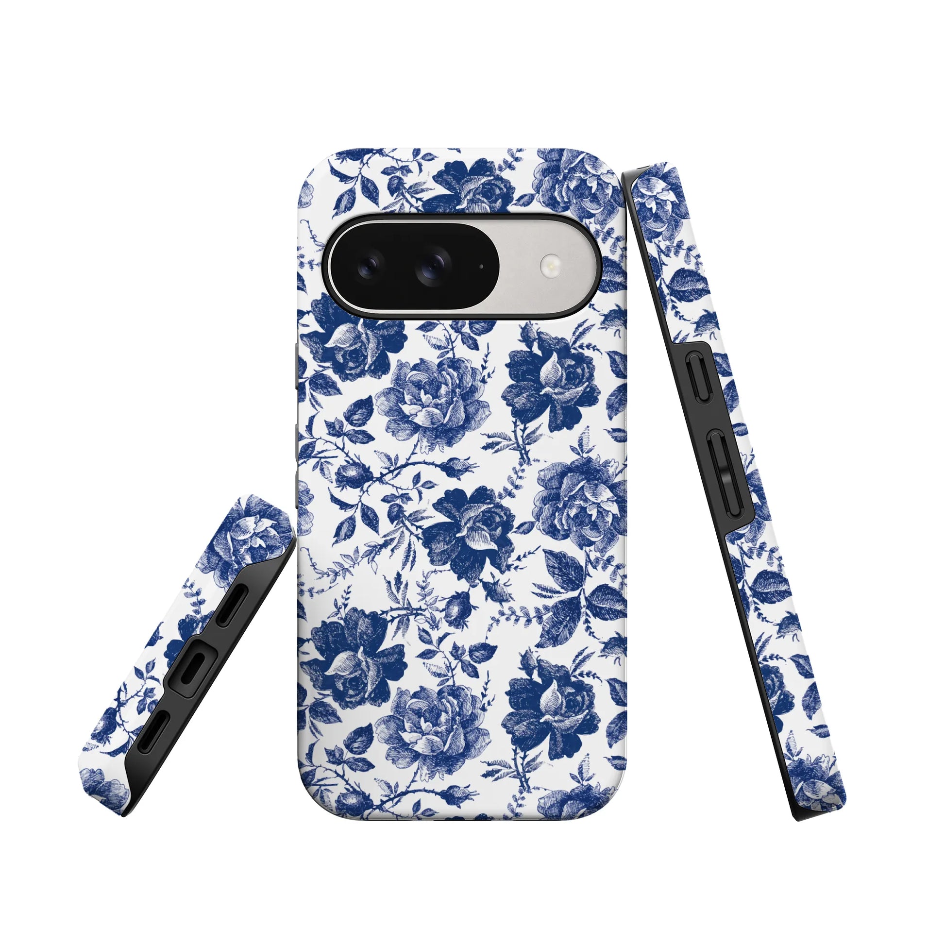 Rose to Fame | Blue & White Rose Floral Google Pixel Case