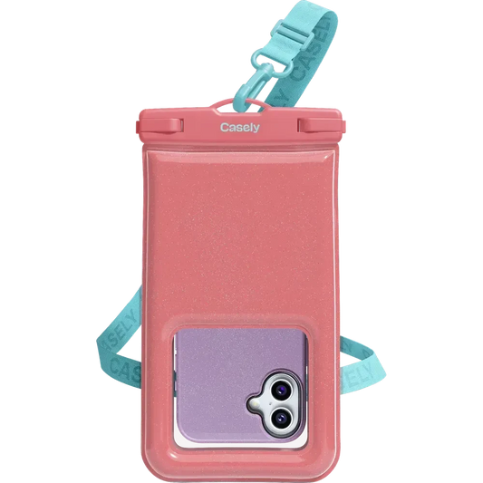 AquaBuddy | Starfish Wishes Coral Pink Shimmer Waterproof Phone Pouch AquaBuddy get.casely