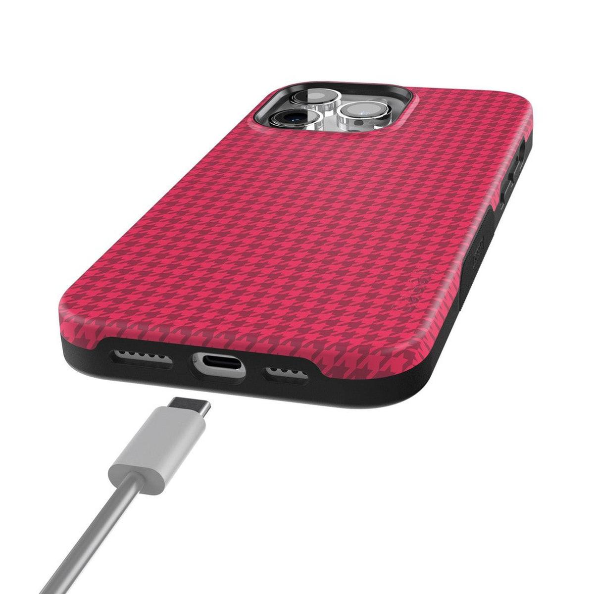 Best Dressed | Pink Houndstooth Case iPhone Case get.casely