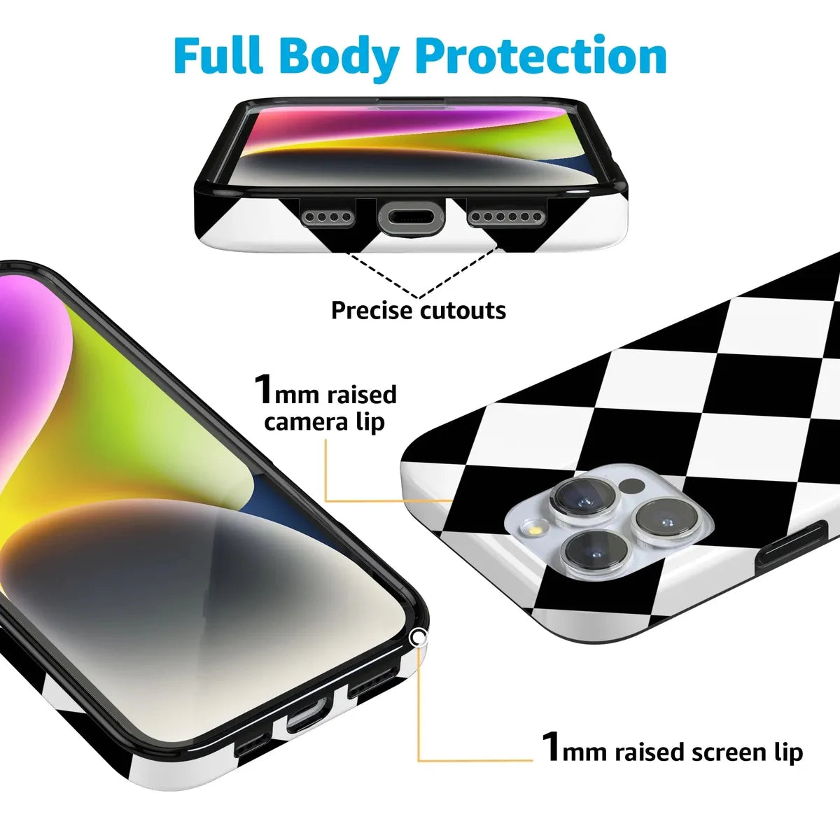 Black Checkerboard | High Contrast Design Case Phone Case Casetry