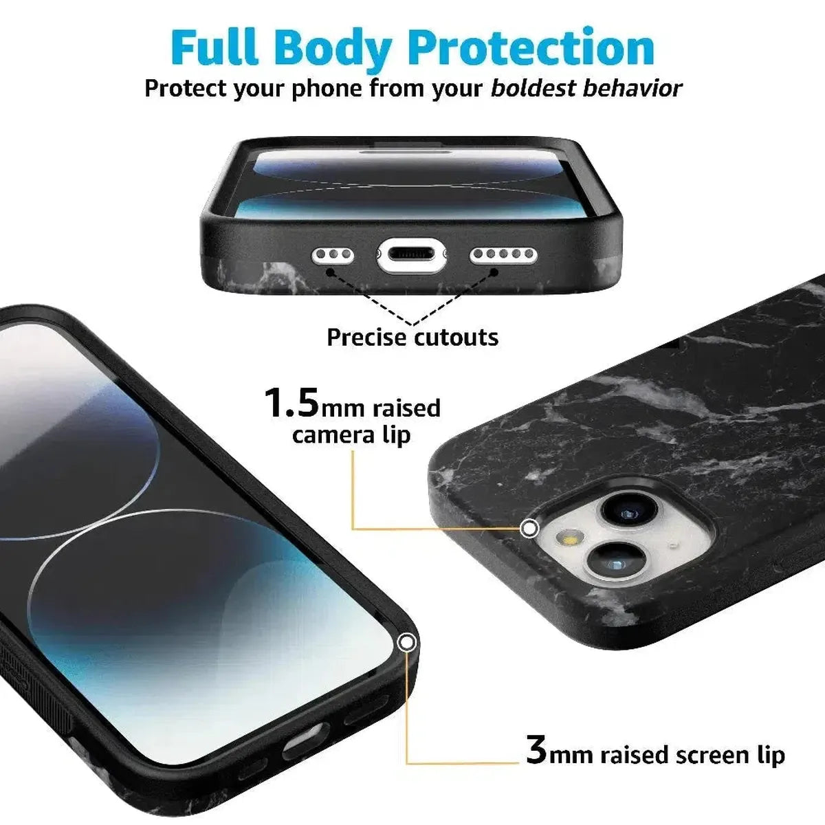 Black Pearl | Classic Black Marble Case iPhone Case get.casely