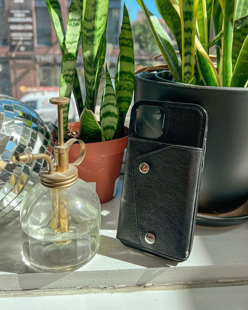 Black Vegan Leather | Wallet Case iPhone Case get.casely