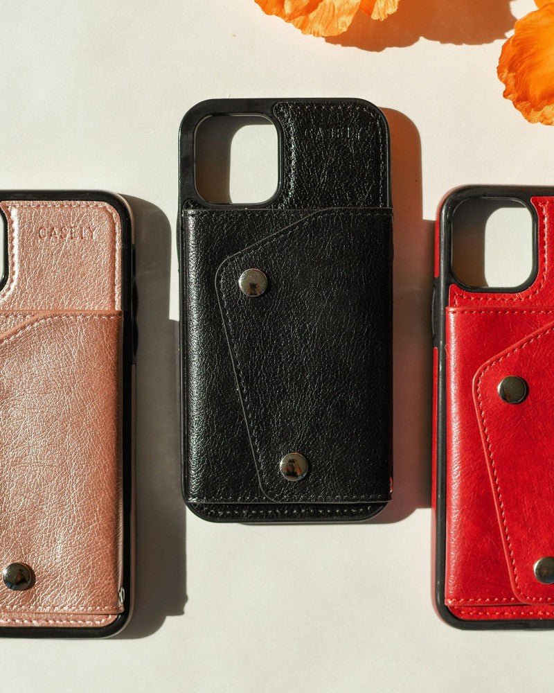 Black Vegan Leather | Wallet Case iPhone Case get.casely