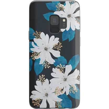 Blue and Gold Clear Floral Samsung Case Samsung Case get.casely Classic Galaxy S9 Plus