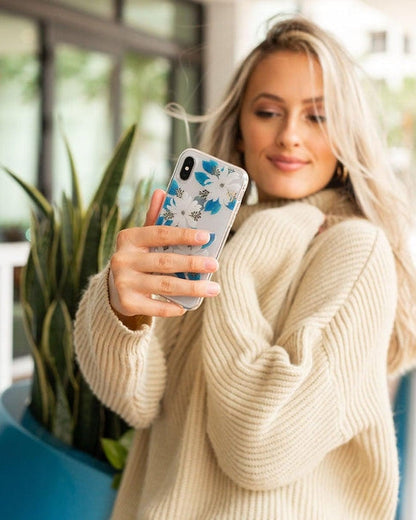 Blue and Gold Clear Floral Samsung Case Samsung Case get.casely