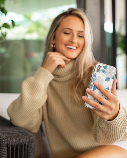 Blue and Gold Clear Floral Samsung Case Samsung Case get.casely