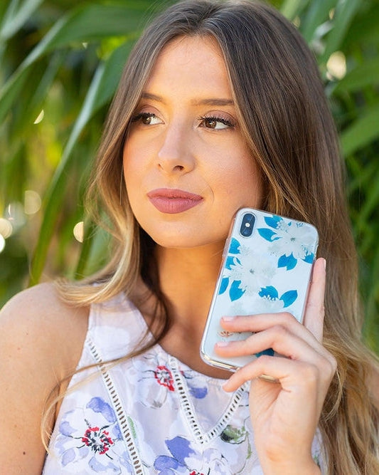 Blue and Gold Clear Floral Samsung Case Samsung Case get.casely