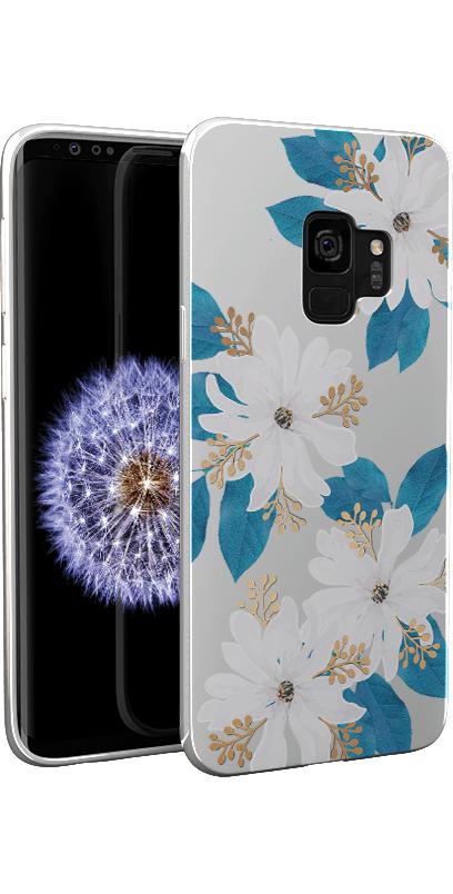 Blue and Gold Clear Floral Samsung Case Samsung Case get.casely