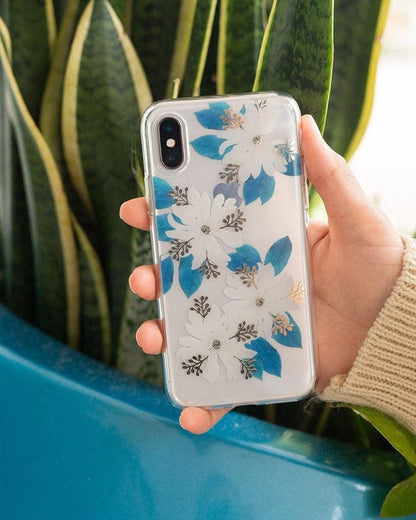 Blue and Gold Clear Floral Samsung Case Samsung Case get.casely