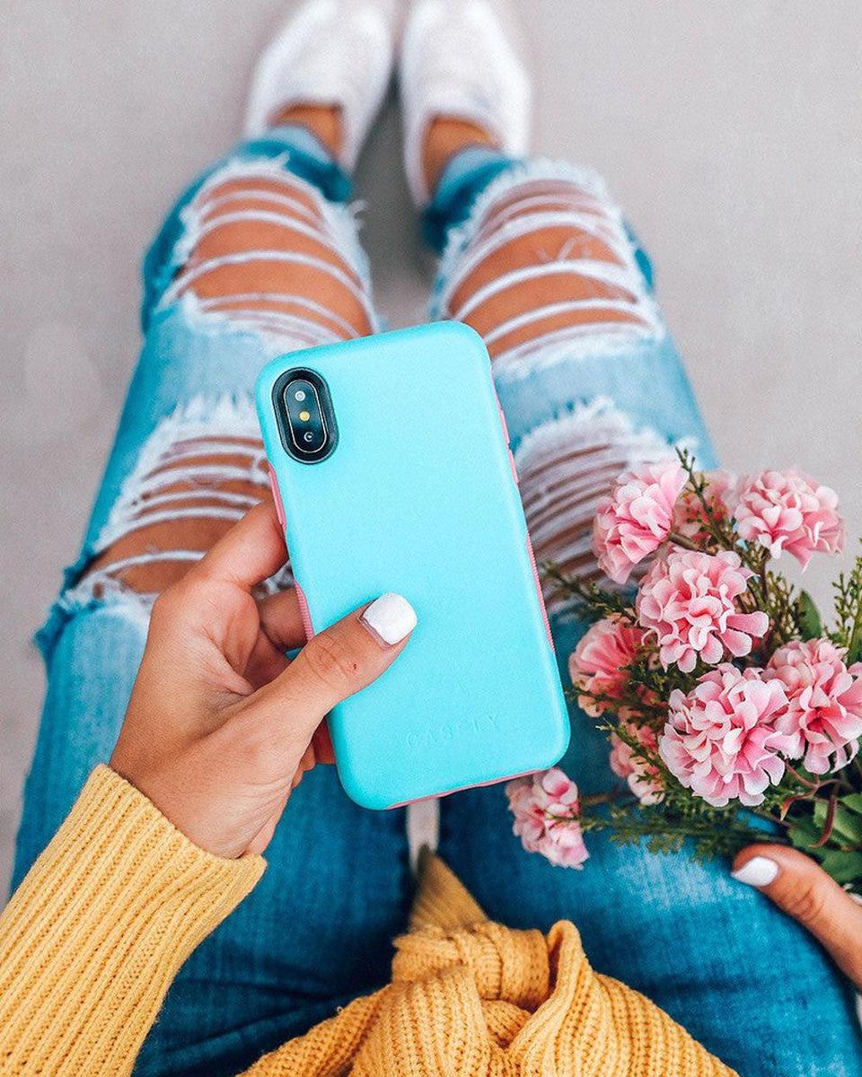 Cotton Candy Electric Blue on Pink | Ultra-Protective Bold Case iPhone Case get.casely