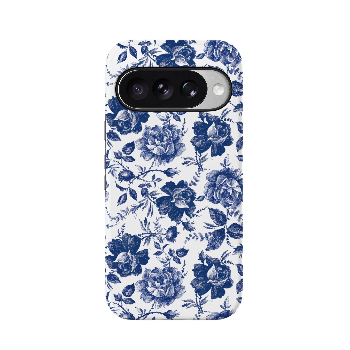 Rose to Fame | Blue & White Rose Floral Google Pixel Case
