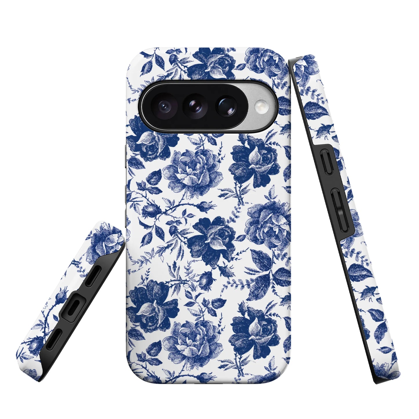 Rose to Fame | Blue & White Rose Floral Google Pixel Case