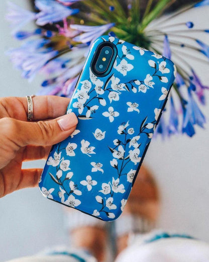 Floral Forest | Blue Cherry Blossom Floral Case iPhone Case get.casely