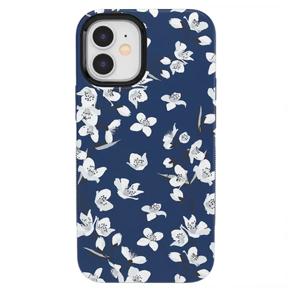Floral Forest | Navy Cherry Blossom Floral Case iPhone Case get.casely Bold iPhone 12 Mini