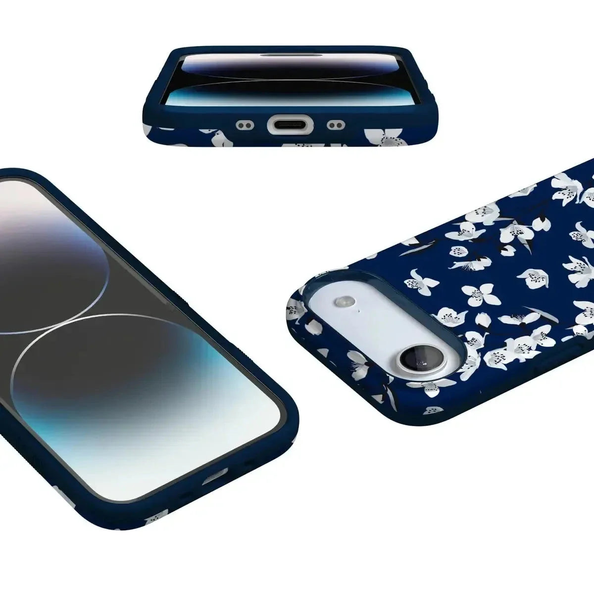 Floral Forest | Navy Cherry Blossom Floral Case iPhone Case get.casely