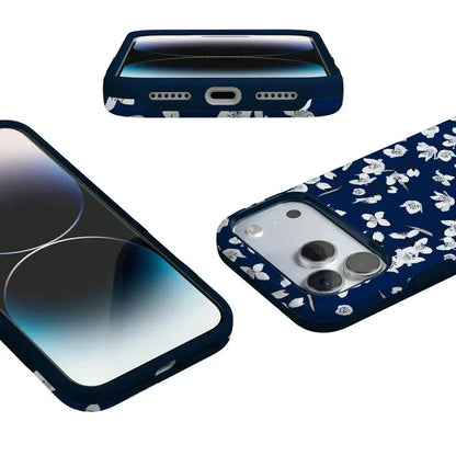Floral Forest | Navy Cherry Blossom Floral Case iPhone Case get.casely
