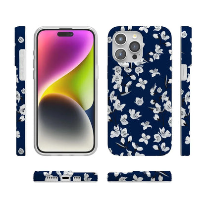 Floral Forest | Navy Cherry Blossom Floral Case iPhone Case get.casely