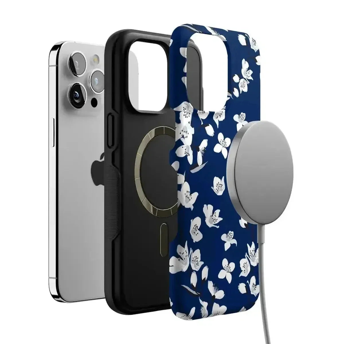 Floral Forest | Navy Cherry Blossom Floral Case iPhone Case get.casely