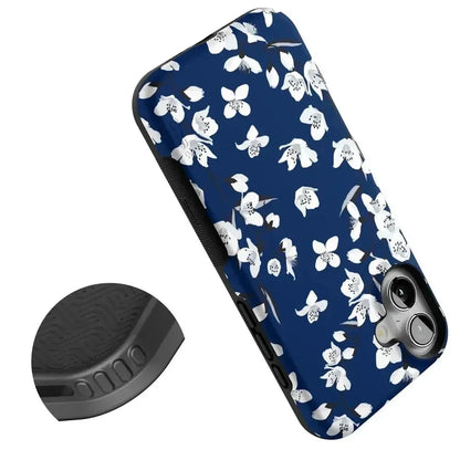 Floral Forest | Navy Cherry Blossom Floral Case iPhone Case get.casely