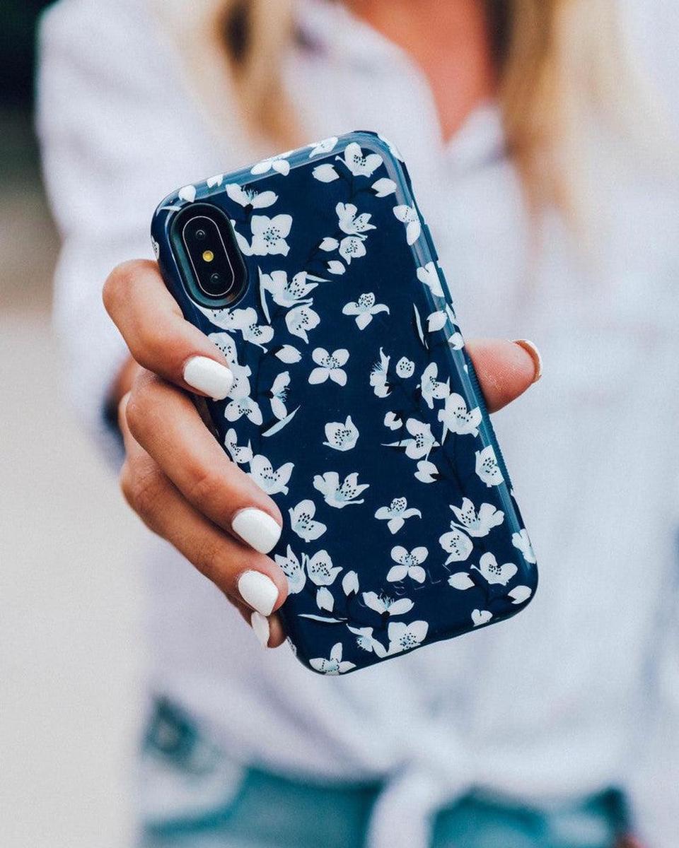 Floral Forest | Navy Cherry Blossom Floral Case iPhone Case get.casely
