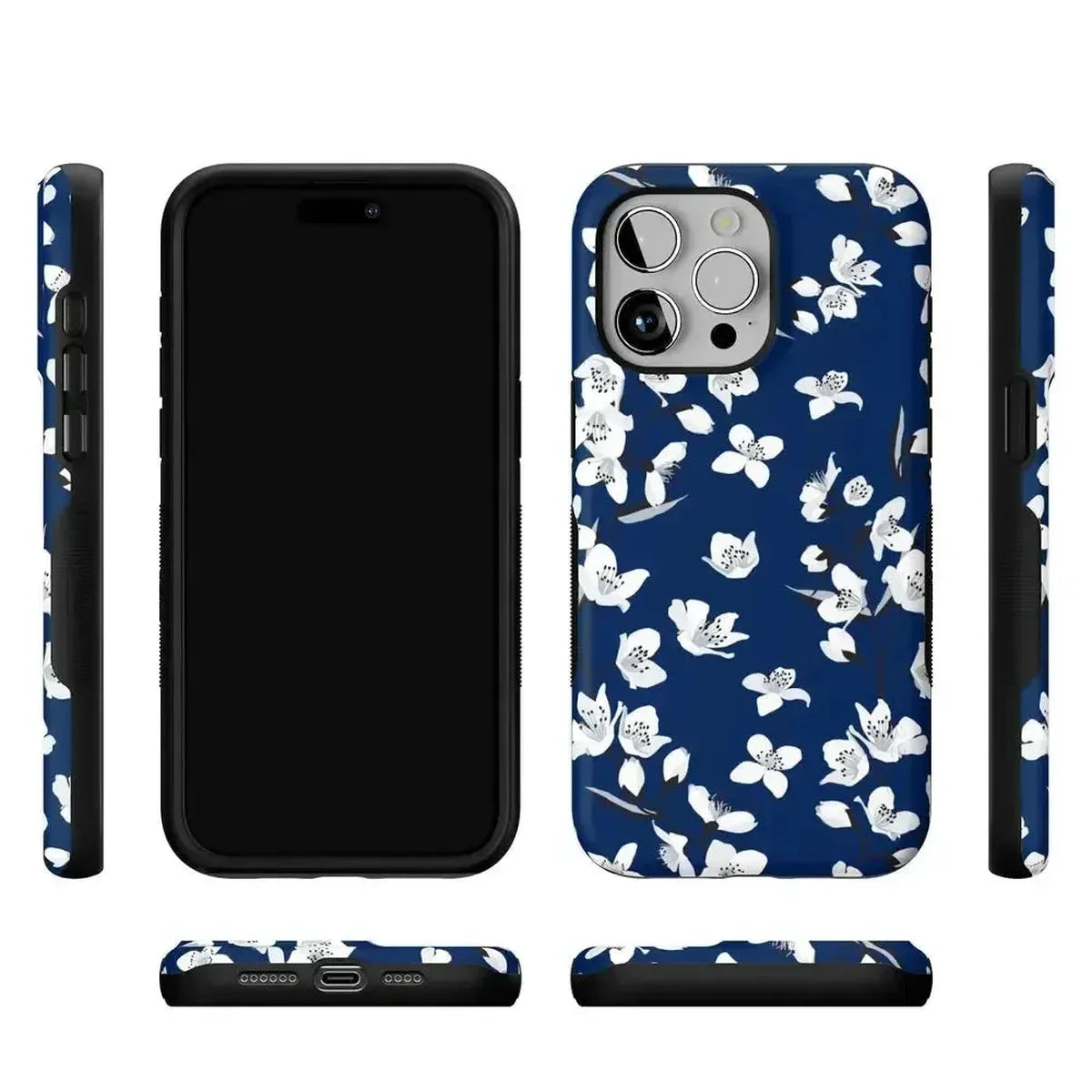 Floral Forest | Navy Cherry Blossom Floral Case iPhone Case get.casely