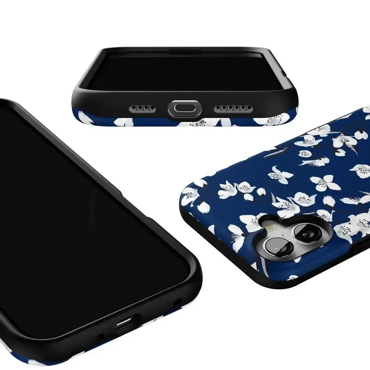 Floral Forest | Navy Cherry Blossom Floral Case iPhone Case get.casely