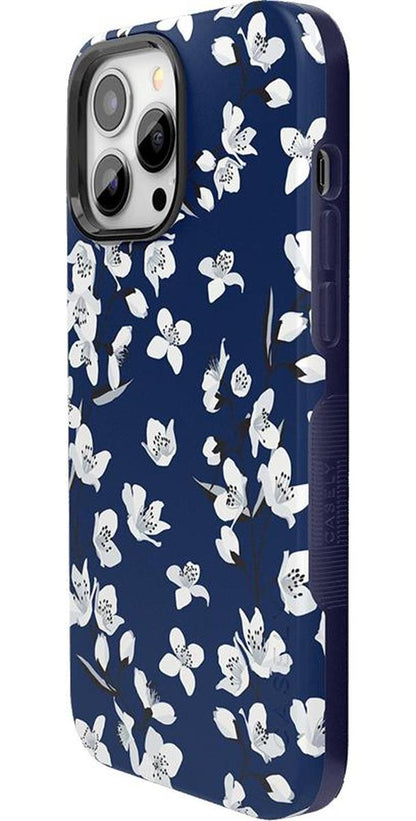 Floral Forest | Navy Cherry Blossom Floral Case iPhone Case get.casely