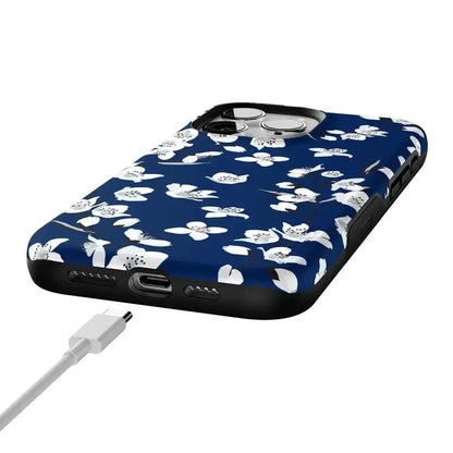 Floral Forest | Navy Cherry Blossom Floral Case iPhone Case get.casely