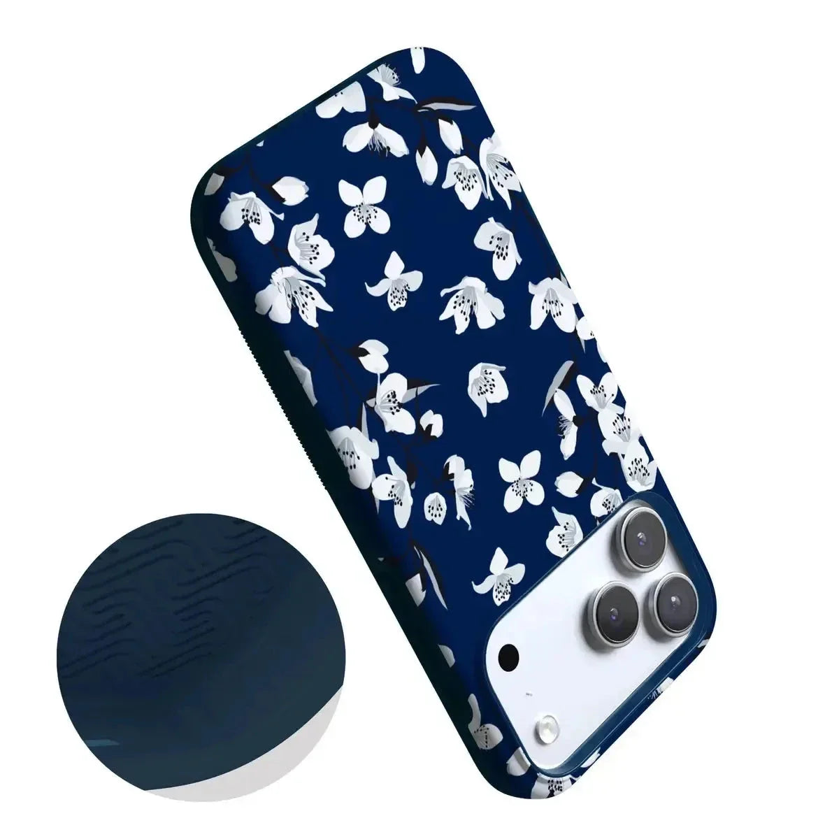 Floral Forest | Navy Cherry Blossom Floral Case iPhone Case get.casely