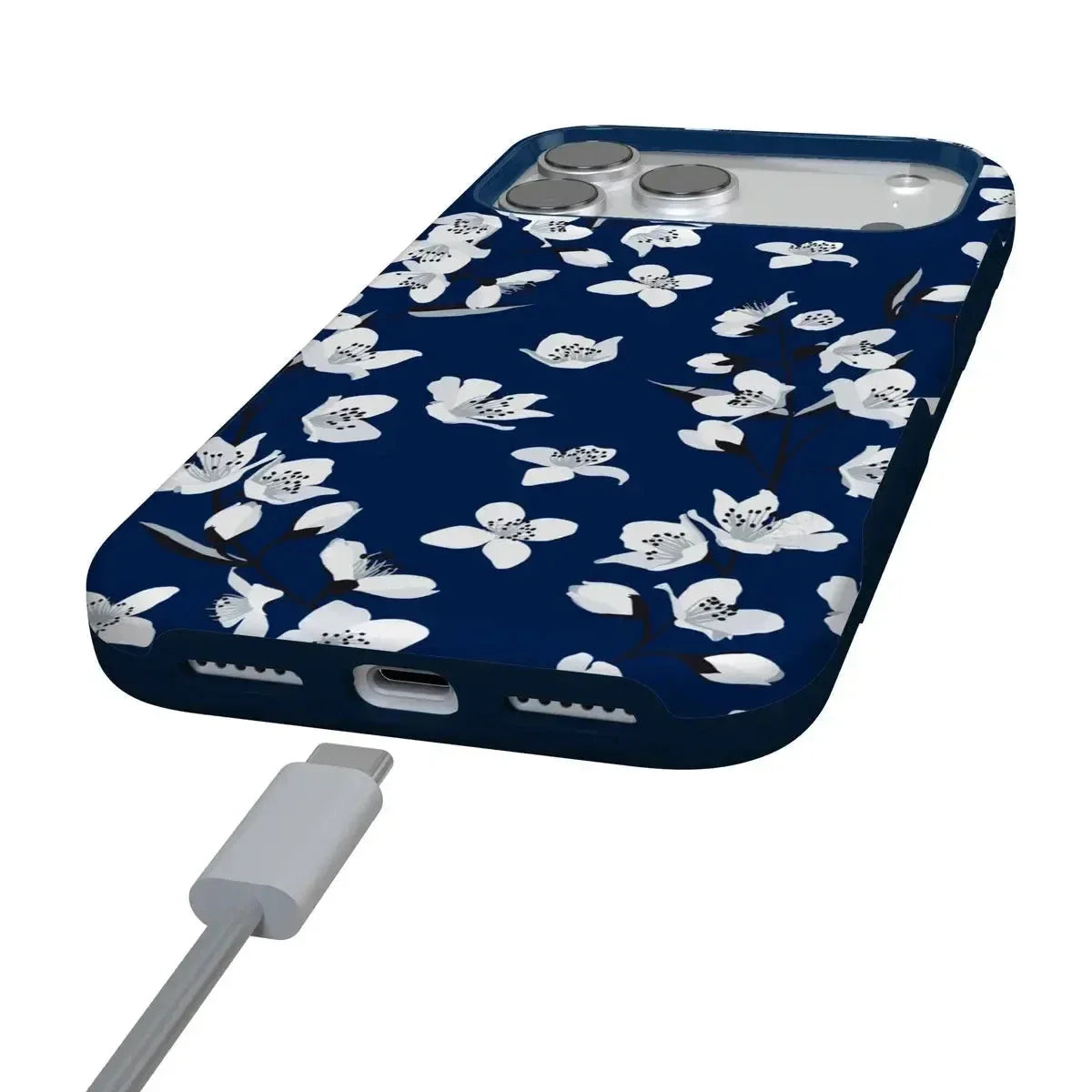 Floral Forest | Navy Cherry Blossom Floral Case iPhone Case get.casely