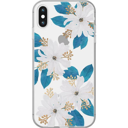 Forget Me Not | Blue and Gold Clear Floral Case iPhone Case get.casely Classic iPhone X / XS