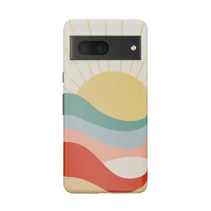 Here Comes the Sun | Colorblock Sunset Google Pixel Case Google Pixel Case Casetry Essential Google Pixel 7