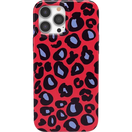 Into the Wild | Red & Blue Leopard Print Case iPhone Case get.casely Classic + MagSafe® iPhone 13 Pro