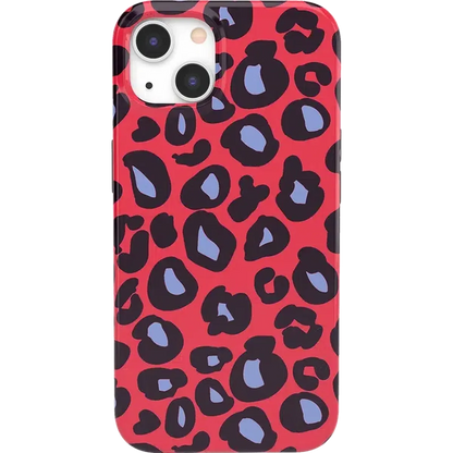 Into the Wild | Red & Blue Leopard Print Case iPhone Case get.casely Classic + MagSafe® iPhone 13
