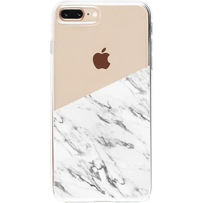 Let's Split | Half White Clear Marble Case iPhone Case get.casely Classic iPhone 6/7/8 Plus