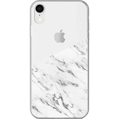Let's Split | Half White Clear Marble Case iPhone Case get.casely Classic iPhone XR