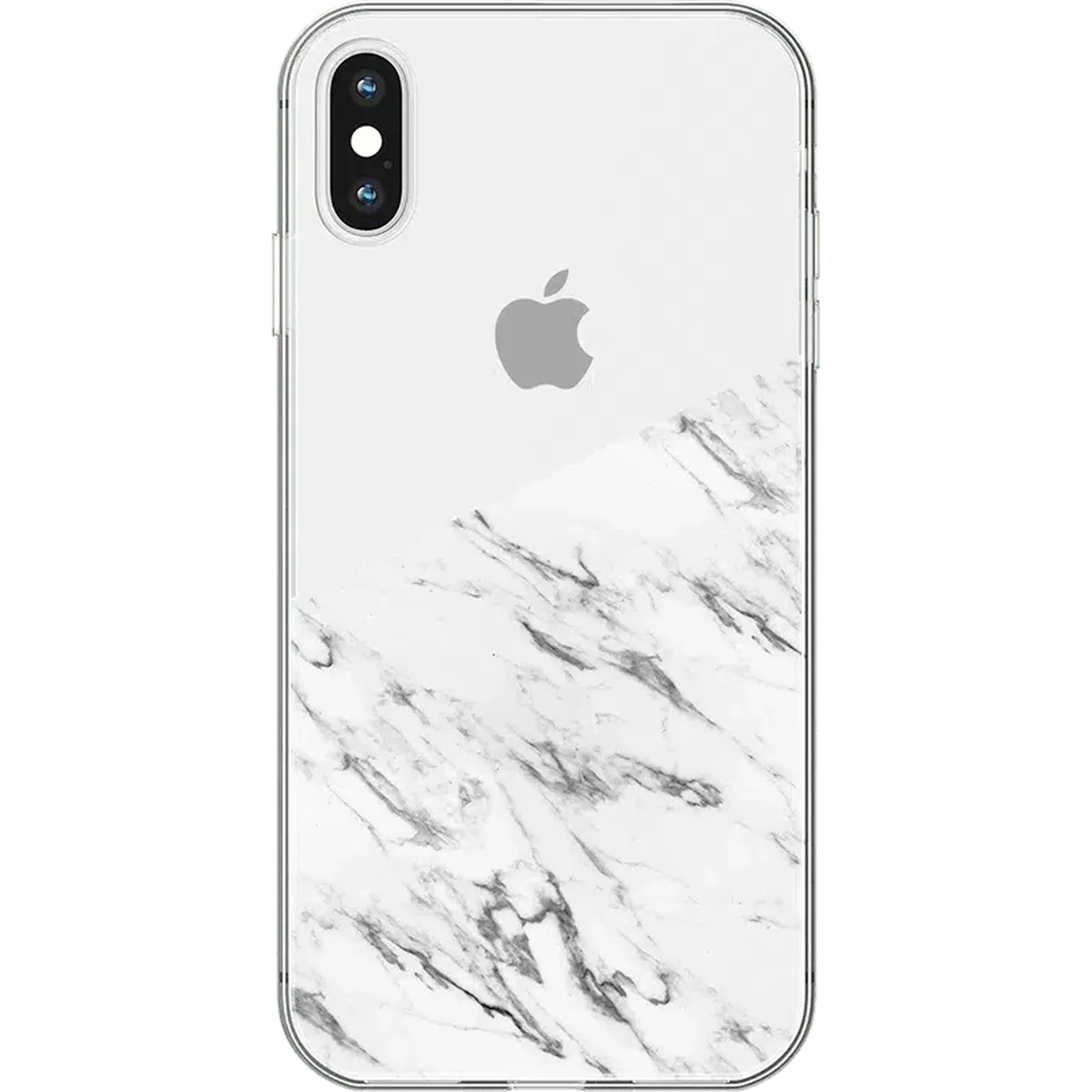 Let's Split | Half White Clear Marble Case iPhone Case get.casely Classic iPhone X / XS