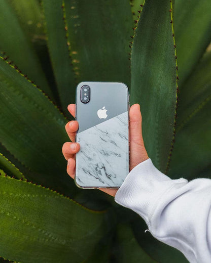 Let's Split | Half White Clear Marble Case iPhone Case get.casely