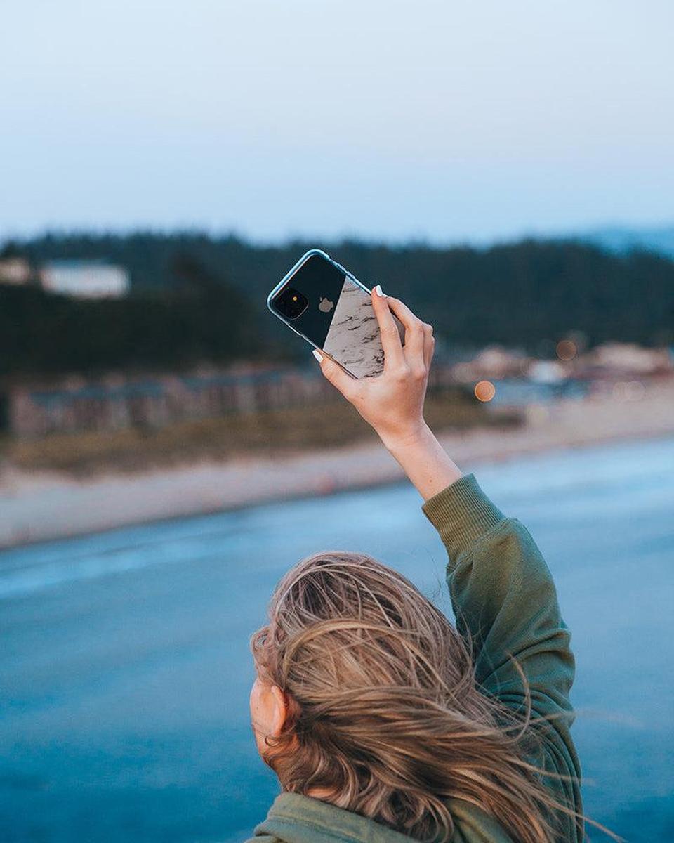 Let's Split | Half White Clear Marble Case iPhone Case get.casely
