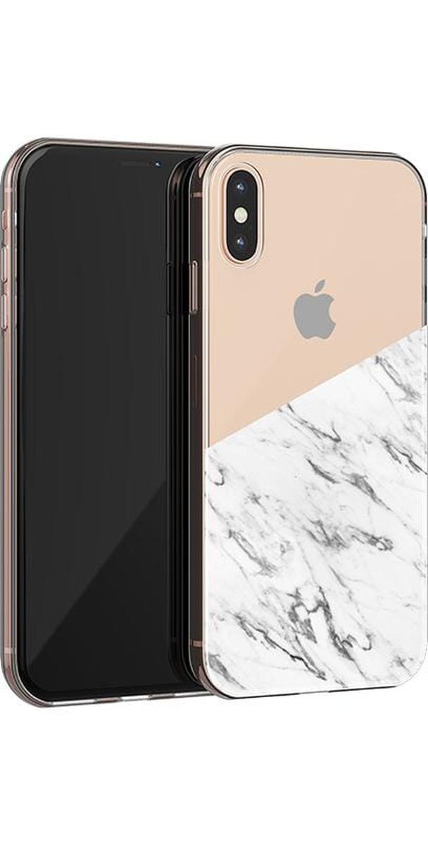 Let's Split | Half White Clear Marble Case iPhone Case get.casely