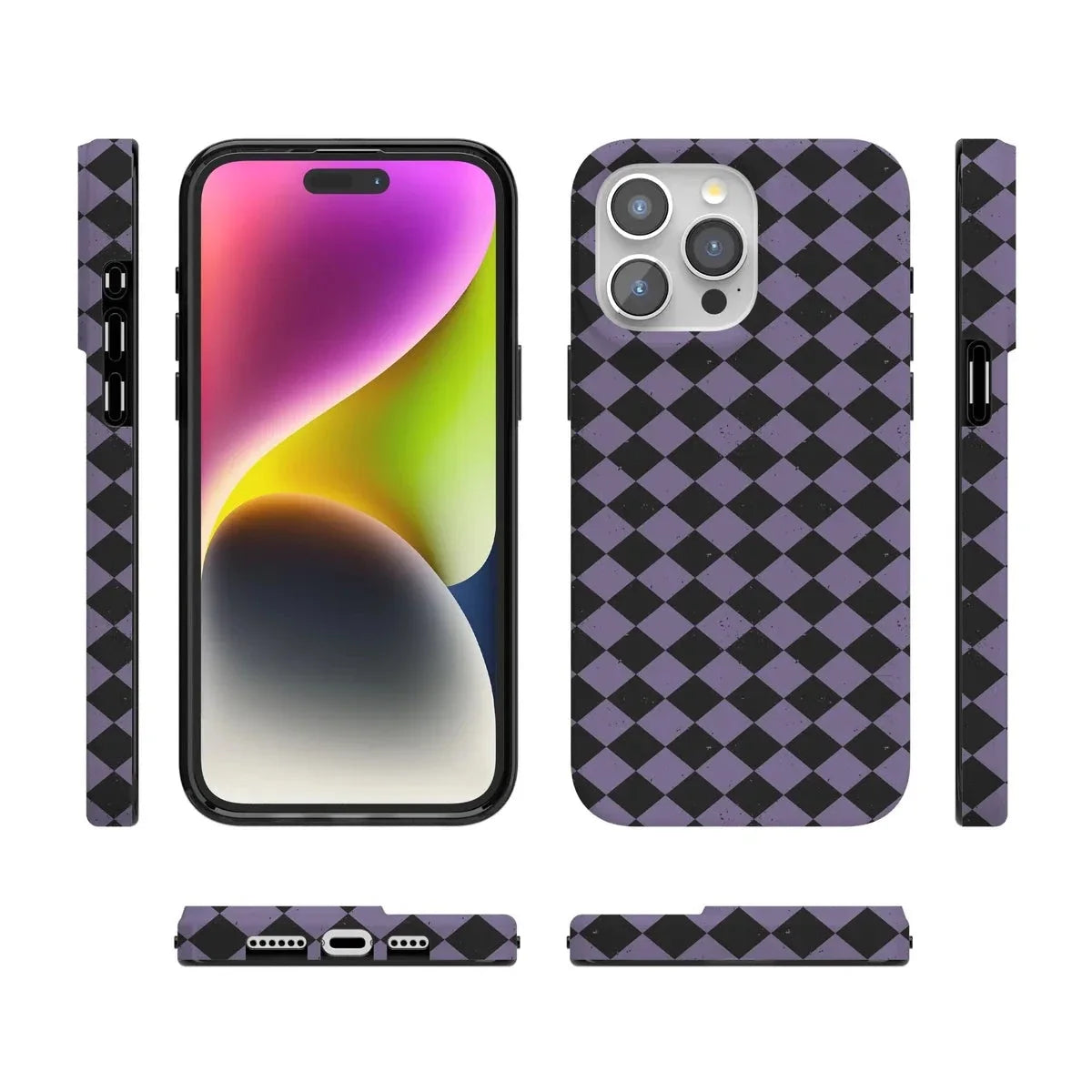 Midnight Hex | Purple Checkered Case Phone Case get.casely