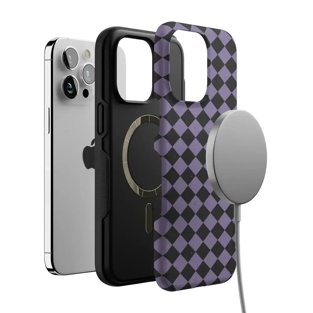 Midnight Hex | Purple Checkered Case Phone Case get.casely