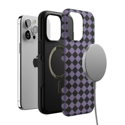 Midnight Hex | Purple Checkered Case Phone Case get.casely