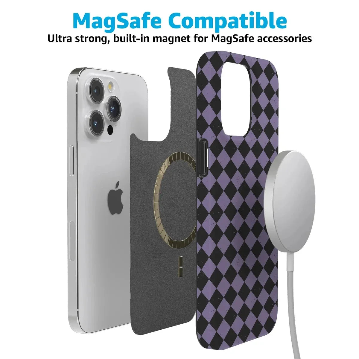 Midnight Hex | Purple Checkered Case Phone Case get.casely