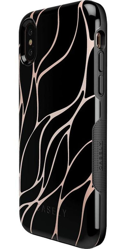 Midnight Ride | Black and Gold Metallic Waves Case iPhone Case get.casely