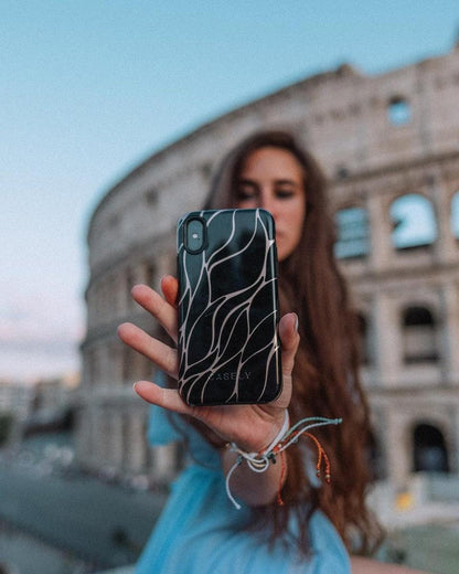 Midnight Ride | Black and Gold Metallic Waves Case iPhone Case get.casely