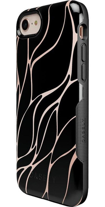 Midnight Ride | Black and Gold Metallic Waves Case iPhone Case get.casely