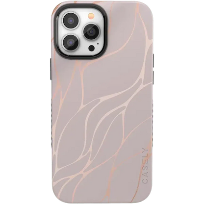 Midnight Ride | Pink and Gold Metallic Waves Case iPhone Case get.casely Bold + MagSafe® iPhone 13 Pro