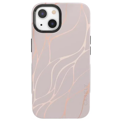 Midnight Ride | Pink and Gold Metallic Waves Case iPhone Case get.casely Bold + MagSafe® iPhone 13